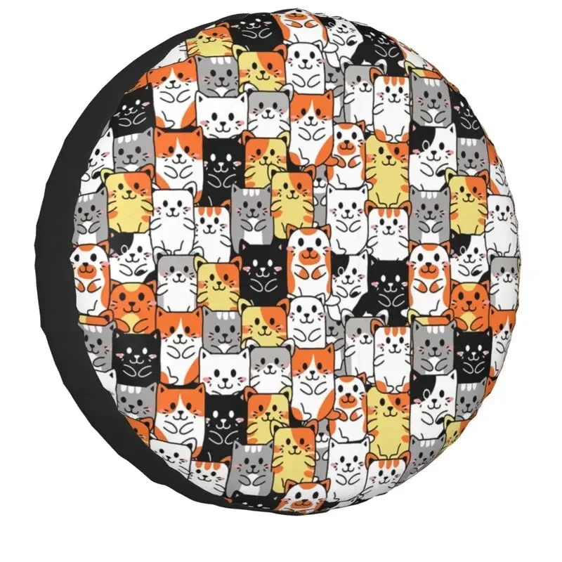 

Cute Kitten Cat Pattern Spare Tire Cover for Jeep Honda Cartoon Animals SUV RV Camper Car Wheel Protectors 14" 15" 16" 17" Inch