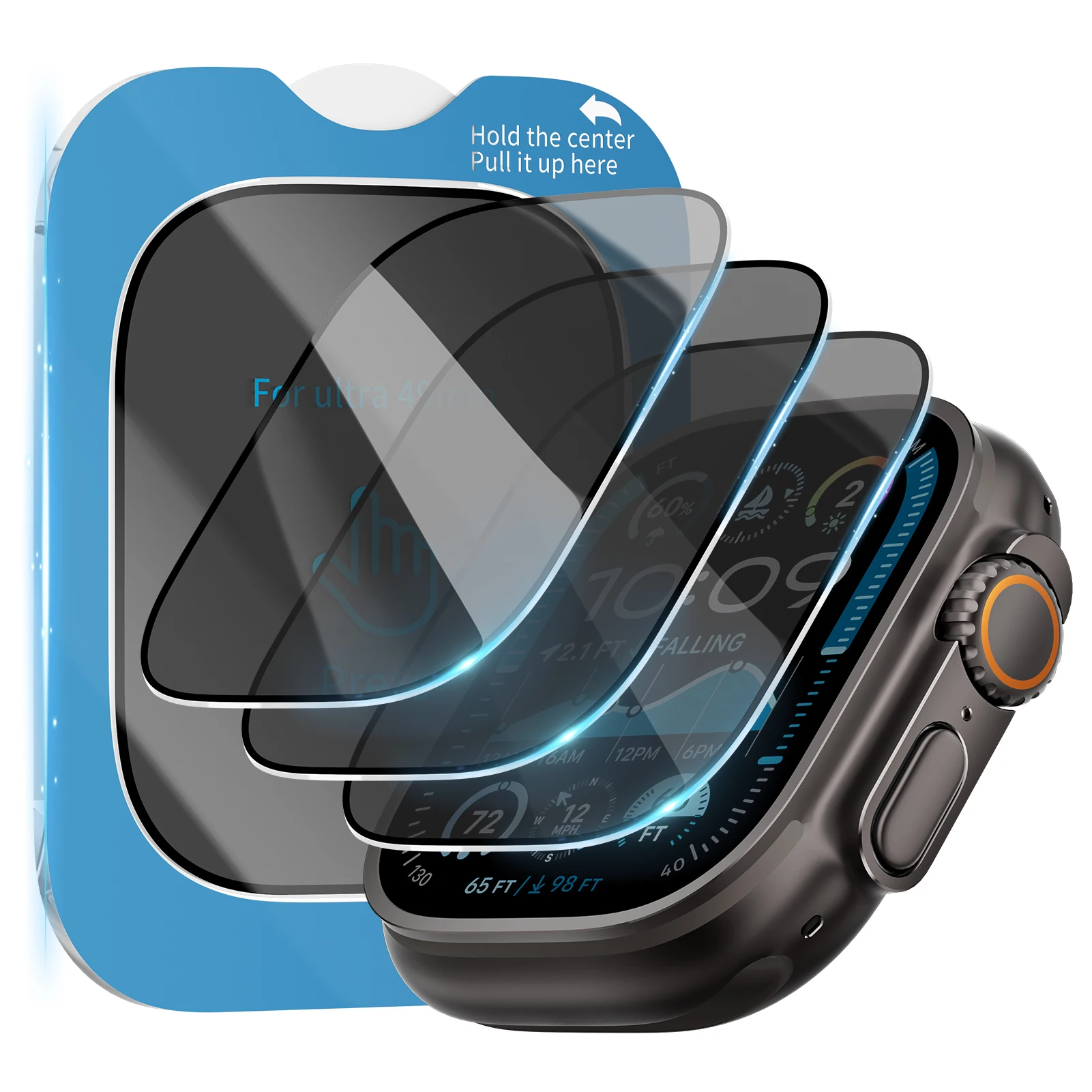 Waterproof Auto-Alignment Tempered Glass Screen Protector for Apple Watch Ultra 49mm