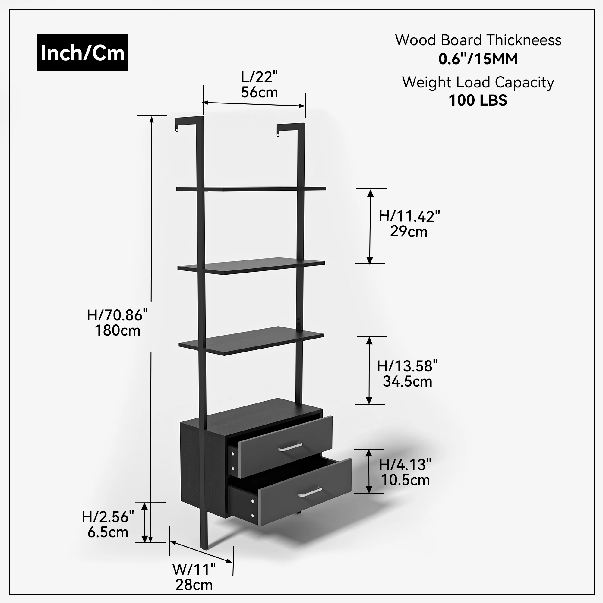 Ladder shelf 2024 with file drawer
