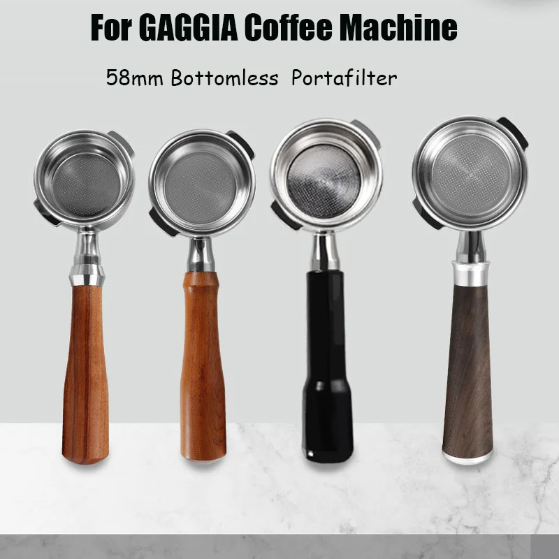 Soporte de filtro sin fondo GAGGIA, portafiltro Universal con mango de  madera maciza de 58mm para máquina de café clásica Gaggia, herramientas de