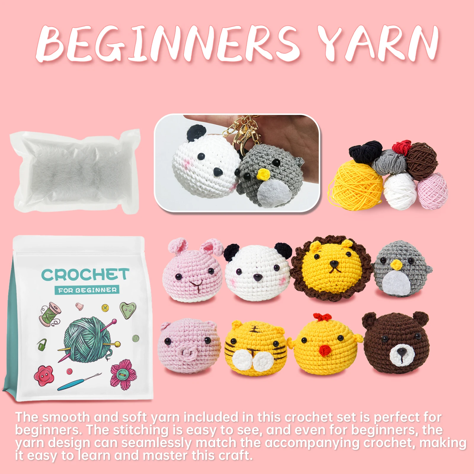 New DIY Crochet Kit for Beginners Animal Crochet Knitting Kits Cute Doll  Starter Pack Handmade DIY Craft Accessories For Women - AliExpress