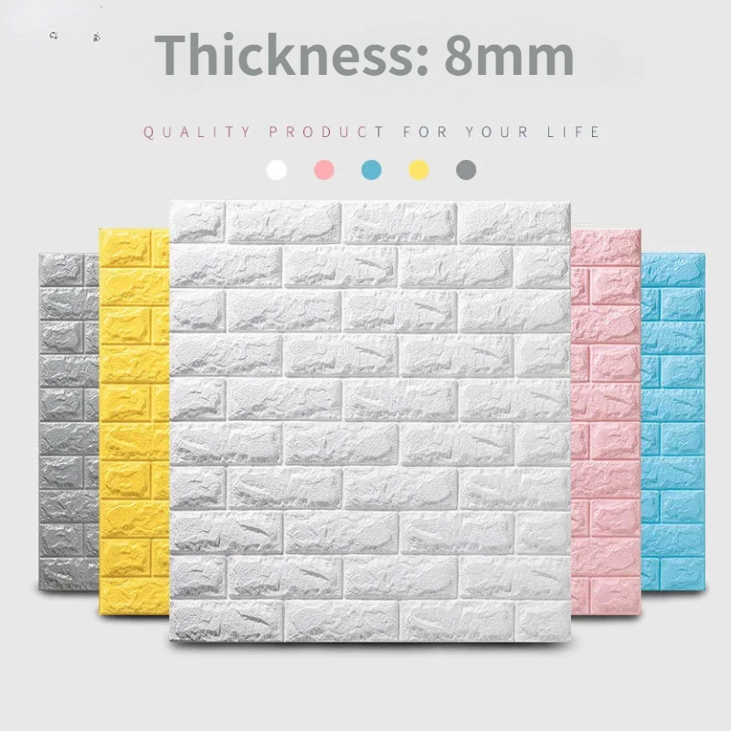 

3D Wall Sticker 77*70cm 8mm Thick White Colorful DIY Soft Brick Foam TV Backgroud Kitchen Mural Wateproof Moisture Wallpaper