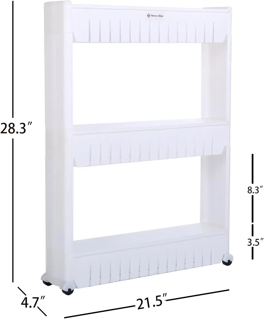 Laundry Room Organizer, Mobile Shelving Unit Organizer with 3 Large Storage Baskets, Gap Storage Slim Slide Out Pantry Storage R 3