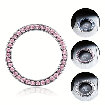 Anello decorativo per arresto avviamento motore auto, accessori interni auto bling per donna, coperchio/adesivo pulsante push to start, accensione chiave
