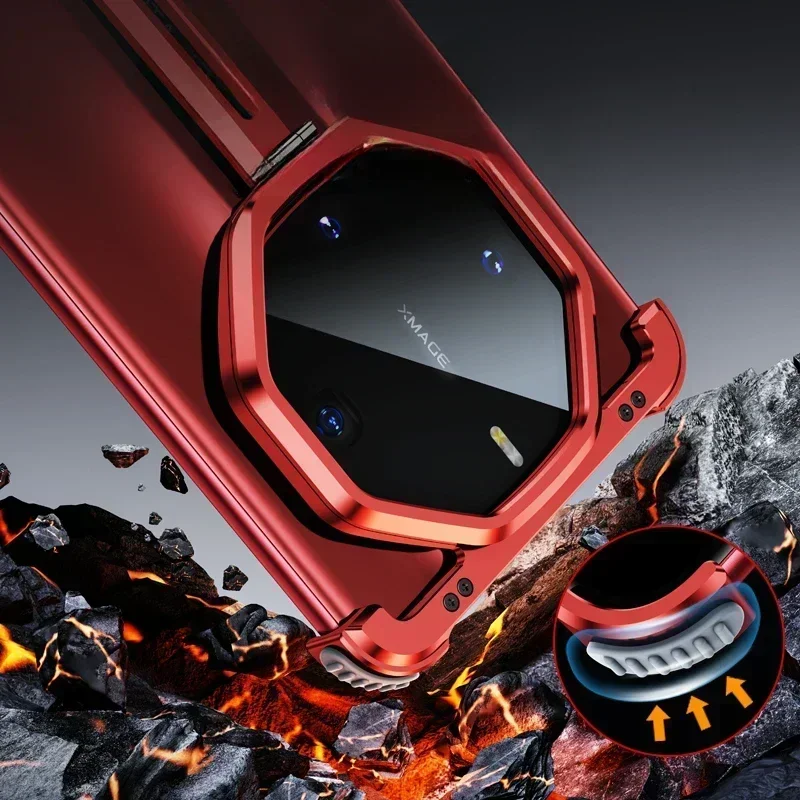 Eary for Huawei Mate 60 RS Ultimate  Phone Case With Stand Ultra-Thin Protective Cover Metal Back Case with Camera Lens Stand