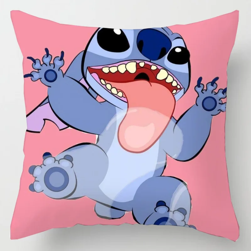 Taie d'oreiller imprimée double face Disney Anime Stitch, figure Kawaii, taie d'oreiller pour chambre d'enfant, décoration intérieure, cadeaux