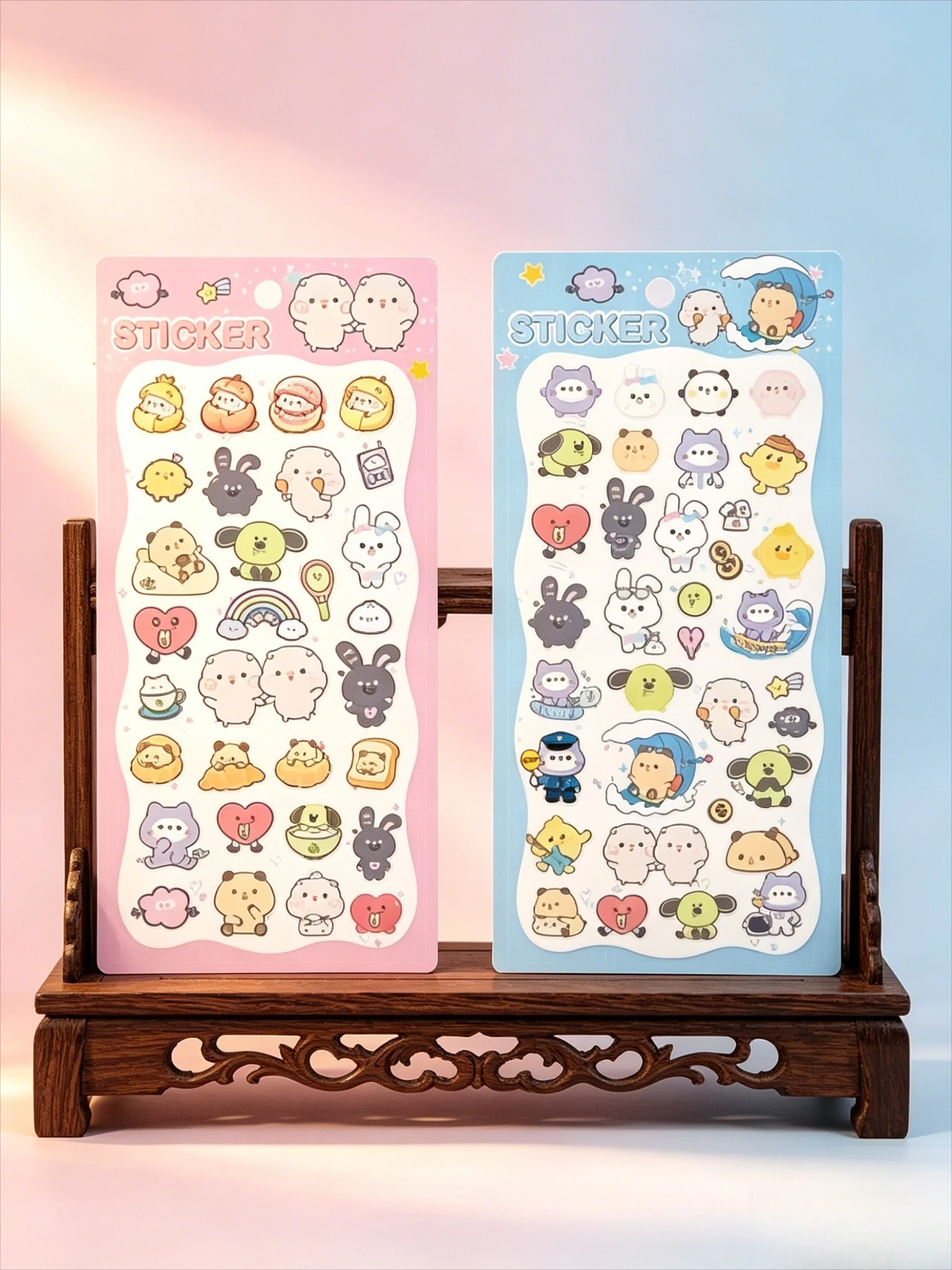 새로운 귀여운 토끼 곰 고양이 스티커 부드러운 파스텔 장식 데칼 스크랩북 저널 DIY 핸드북 문구류