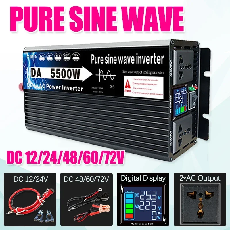 Inverter Onda Pura 1000W 12V/220V EDECOA - Con Telecomando E USB - Per Camper, Auto, Pannelli Solari
