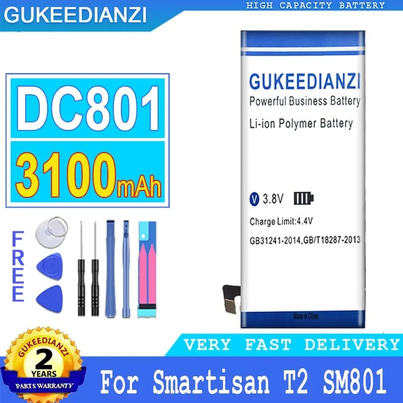 

GUKEEDIANZI Battery DC801 for Smartisan T2 SM801, Big Power Battery, 3100mAh