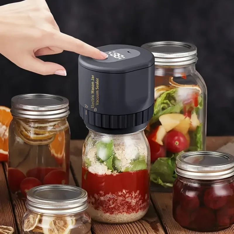 Electric Mason Jar Vacuum Sealer Kit, Cordless, for Mason Jars Wide Mouth Fermentation with Mason 3