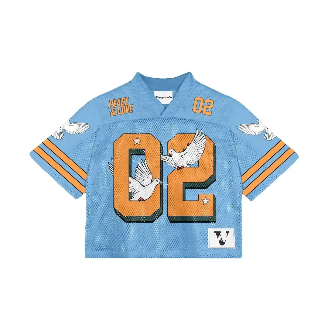 Summer new original American football style V-neck mesh