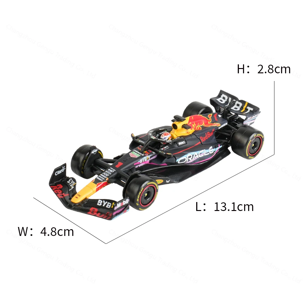 Bburago 1:43 레드 불 2023 마이애미 F1 레이싱 RB19 다이 캐스트 차량 모델, 포뮬러 레이싱 카 장난감, 아크릴 박스