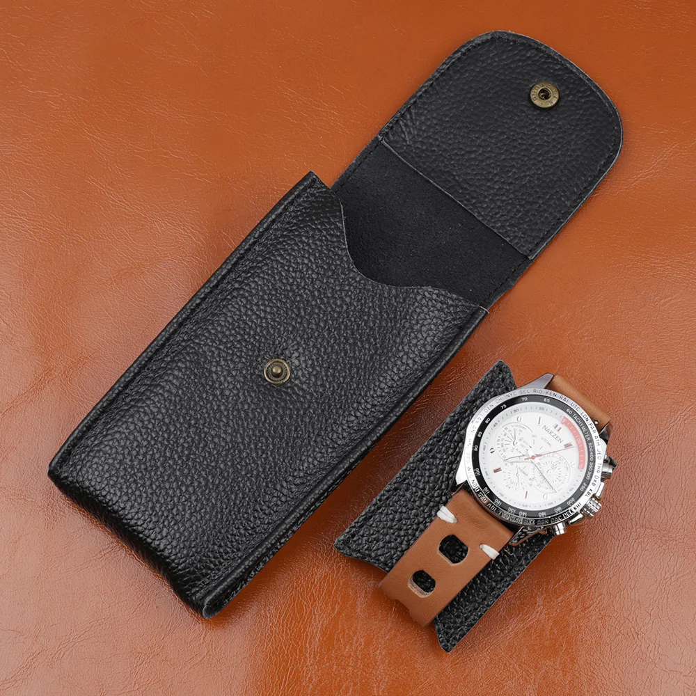 Travel Watch Organizer | Handmade Genuine Leather Watch Box Bracelet Storage Bag Portab... - SKU TWO01932 - UGI Packaging