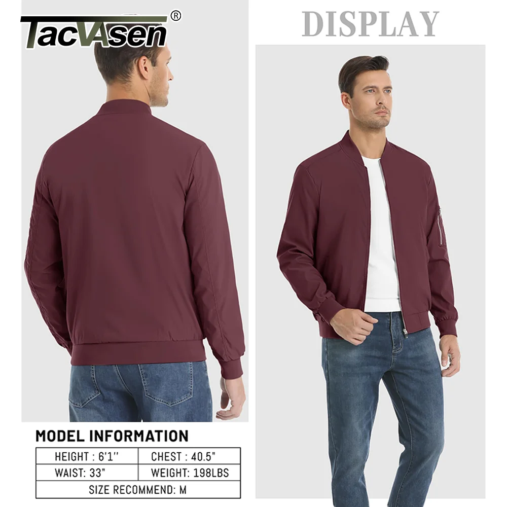 TACVASEN 남성용 용수철 야구 재킷, 바람막이 하이킹 트레킹 낚시 재킷, 야외 풀 지퍼 캐주얼 코트, 아웃웨어 상의