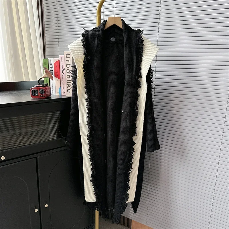 

Loose Long Knit Cardigan Coat Tassel Long Sleeve Sweater Lazy Soft Waxy Women Autumn And Winter Niche Design Coats