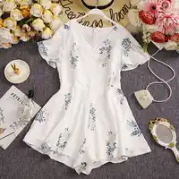 Summer Women's Jumpsuit Korean Vacation Style V-neck Print High-waisted Wide-leg Jumpsuit New Female Slim Jumpsuits DE651 - Image 6