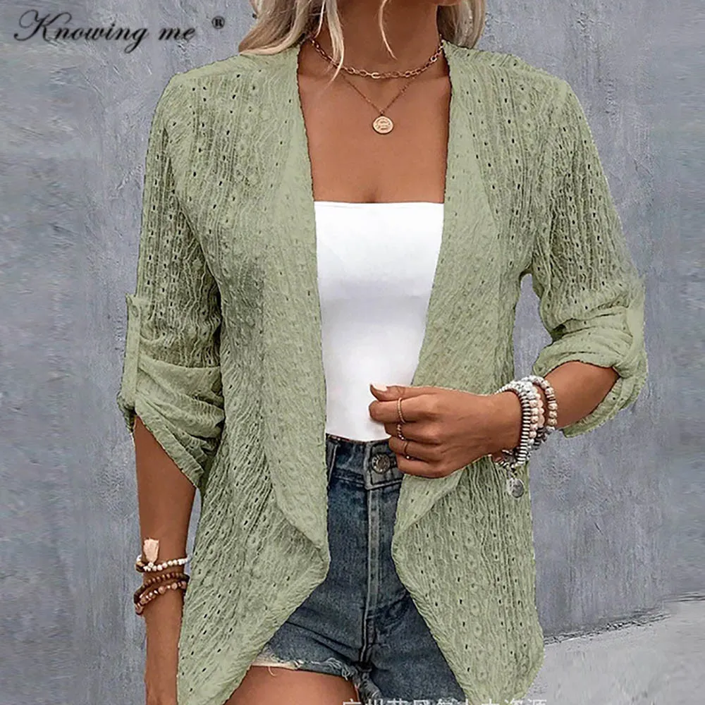 

Open stitch Cardigan Women Sunproof Blouse Boho Tops summer air conditioning Sunscreen Outwear Casual Long Sleeve Shirt Coat