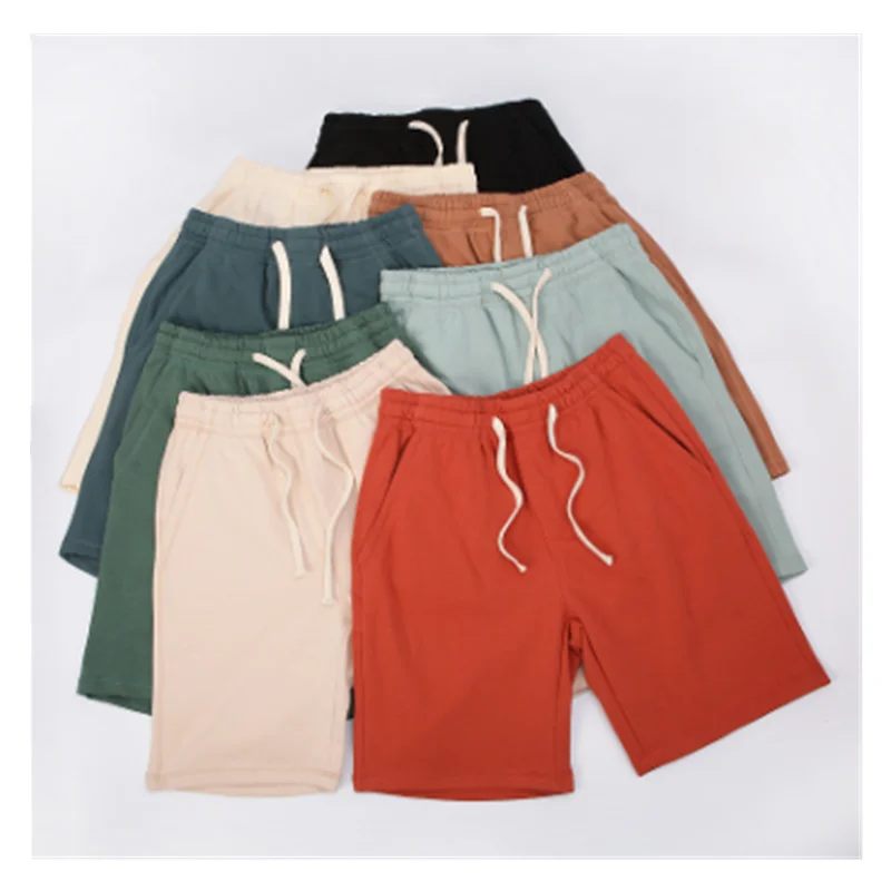 Summer 380g cotton shorts for men's outerwear thin loose casual capris trend couple oversized sports pants J0004