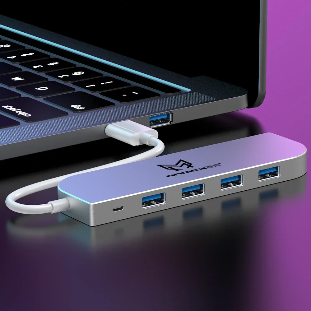 Anmck USB Hub 1M USB 2.0 Multi USB Splitter Adapter 4 Ports Speed Mini Multiple 3 Hab usb2.0 HUB Port USB-Hub Expander For PC 2