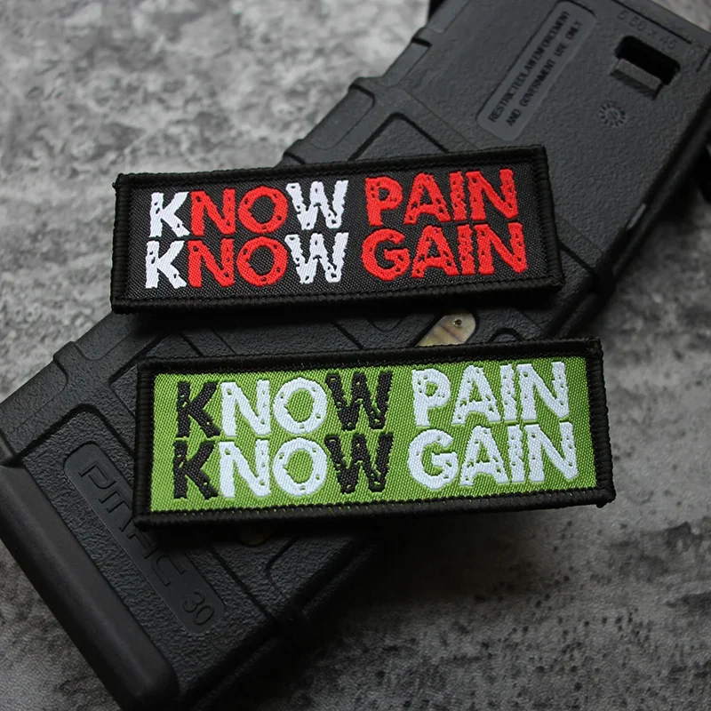 

NO PAIN NO GAIN Embroidery Patches for Clothing Creative Morale Armband Backpack Tactical Badge Hook and Loop DIY Patch