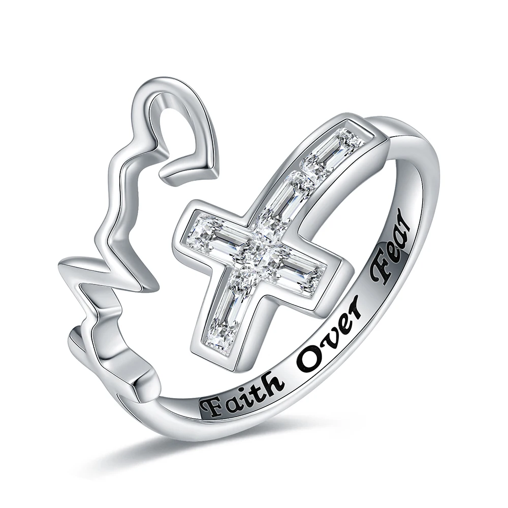 30 Best Gifts for 16 Year Old Girls 925 Sterling Silver Cross Ring Heart Open Adjustable Christian Faith Hope Love Inspirational Jewelry Gift For Women Teen Girls