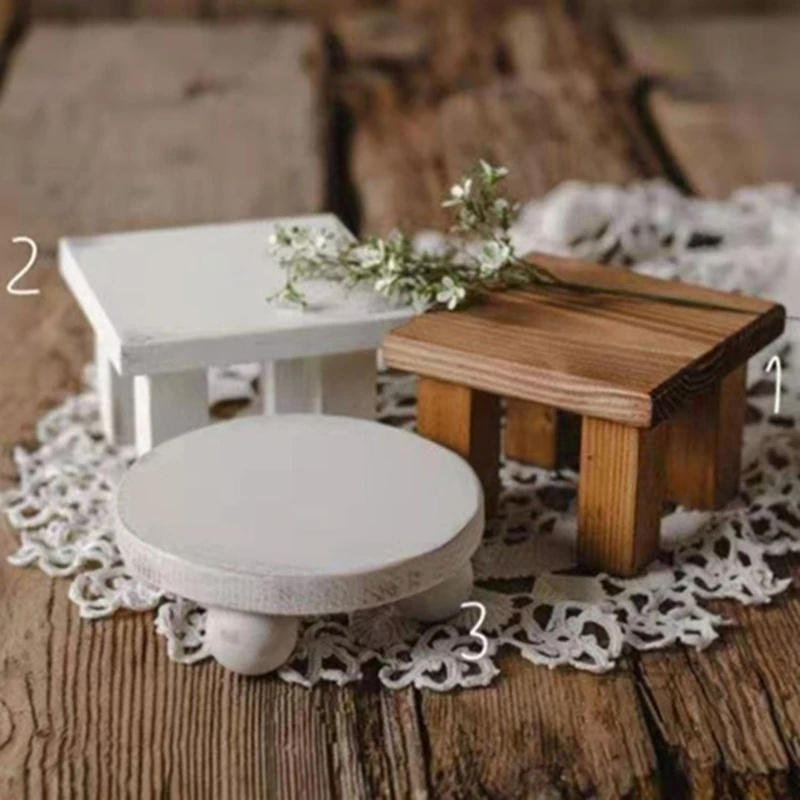 

Newborn Small Coffee Table Baby Photo Handmade Wooden Little Tea Desk Infant Photograph Props Accessories