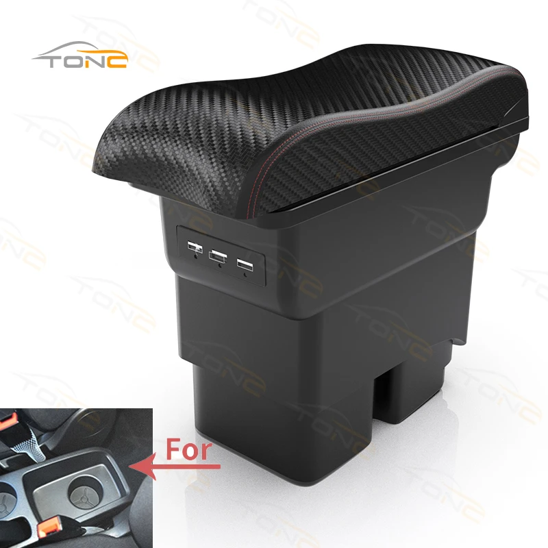 Mittelkonsole Aufbewahrungsbox Für Ford Für Fiesta MK7 2009 2010 2011 2012  2013 2014 2015 2016 2017 2018 2019 Armlehne Box Zentrale Mittelkonsole Mit  Tasse Halter Armlehnen ( Größe : B Black White ): : Auto & Motorrad