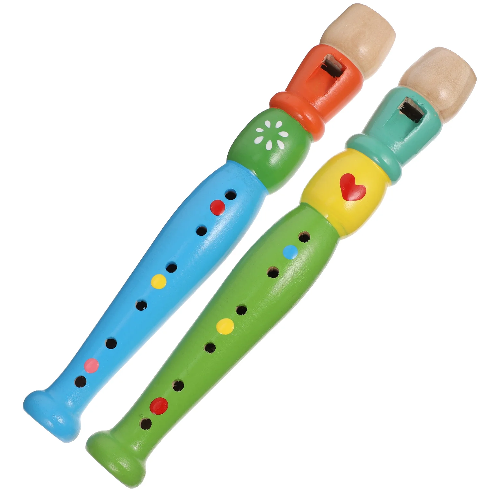 

2pcs Kids Piccolo Flute Cartoon Wood Flute Instruments Toy Musical Enlightenment Toy