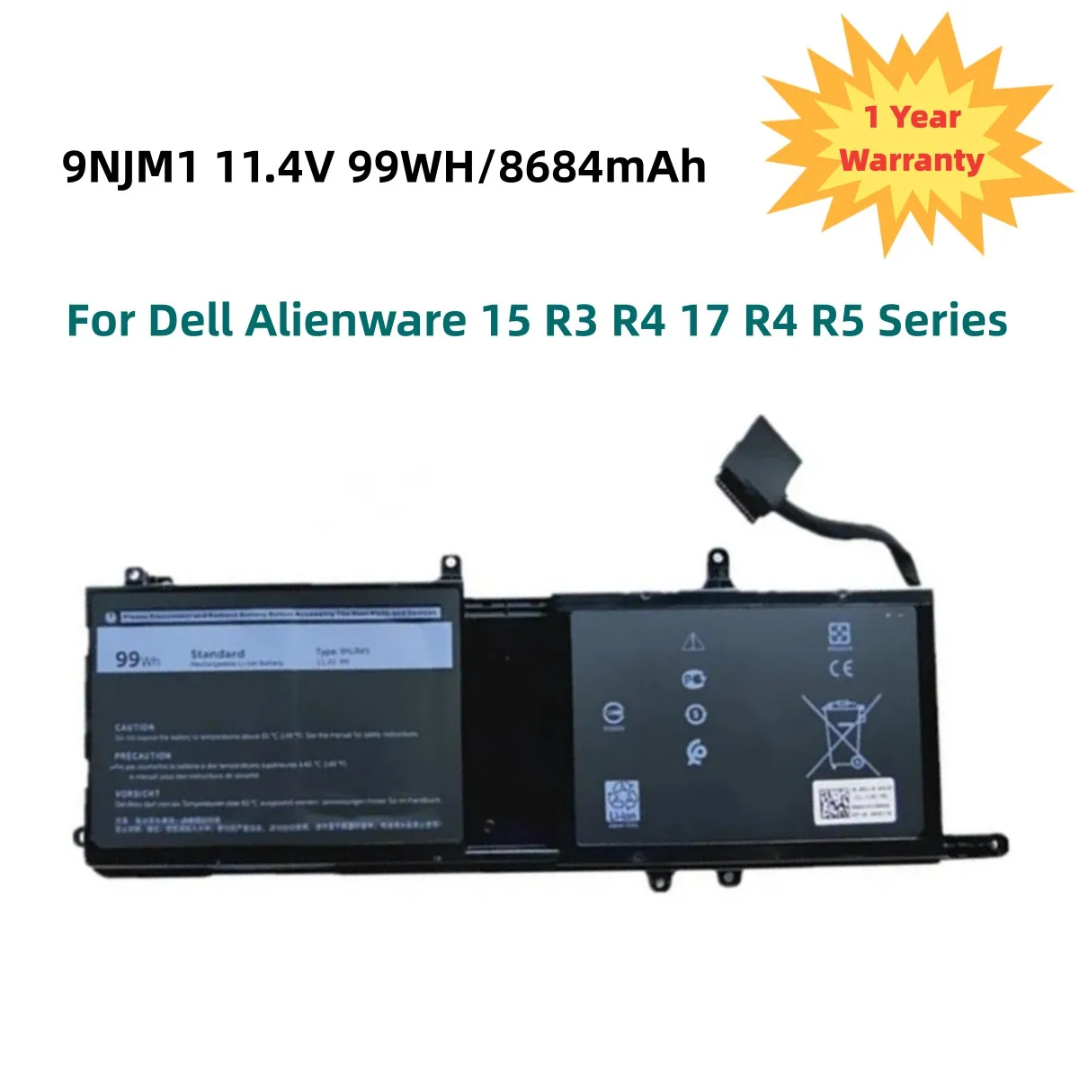 

9NJM1 Laptop Battery For Dell Alienware 15 R3 R4 17 R4 R5 Series Notebook P31E P69F 44T2R HF250 MG2YH 9NJM1 11.4V 99WH