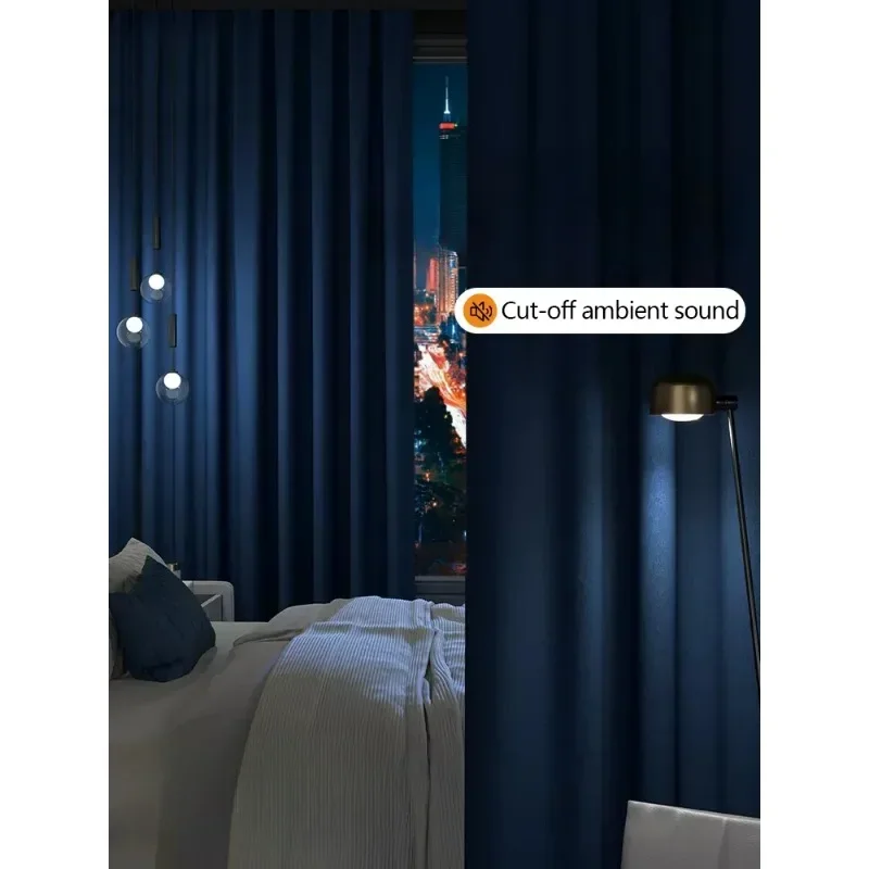 20-30% Sound Insulation Fully Blackout Curtains for Living Dining Room Bedroom Double Sided Linen Cotton Sunshade Customize 3