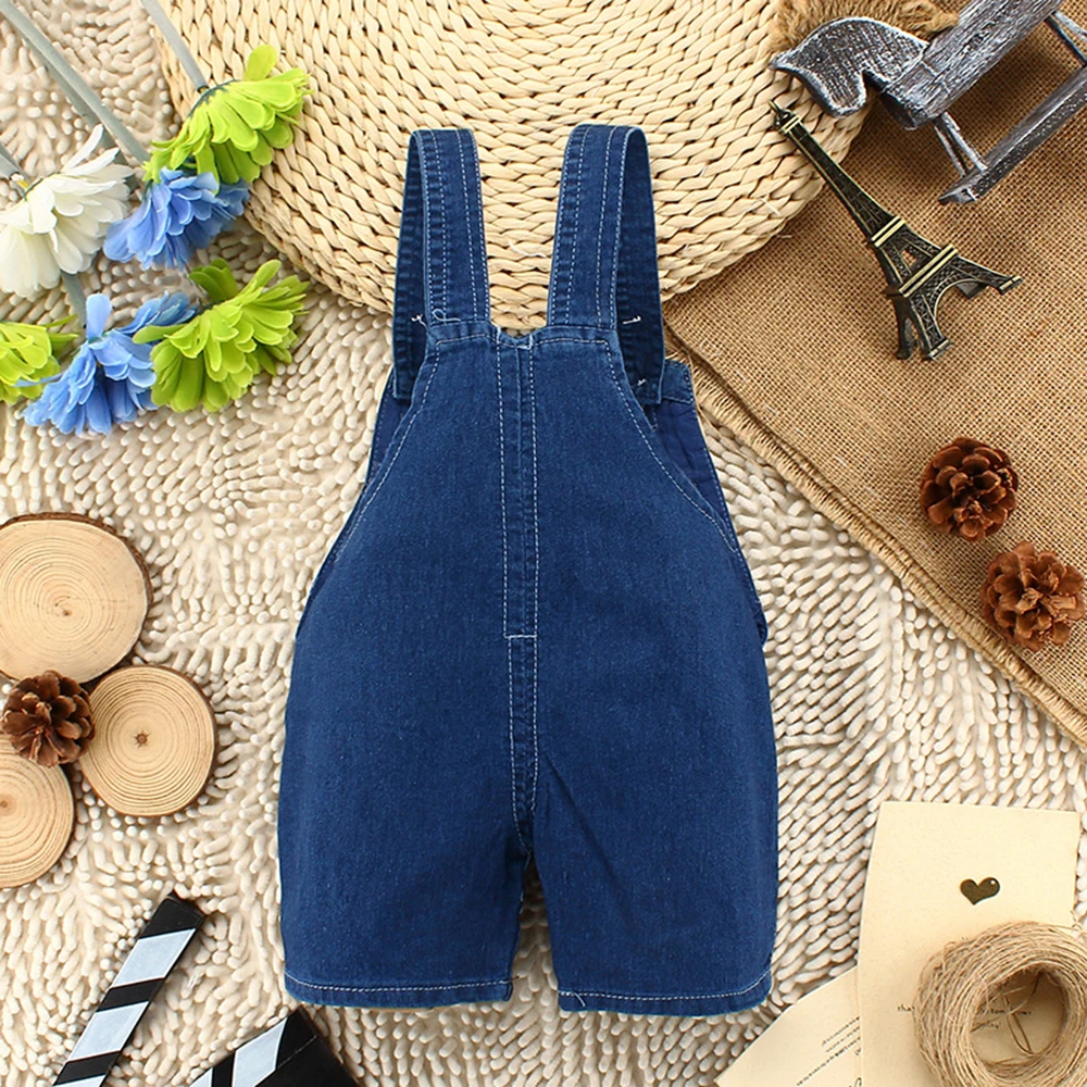 Kidscool Baby Summer Cotton Denim 3D Cartoon Monkey Soft Shorts Overalls