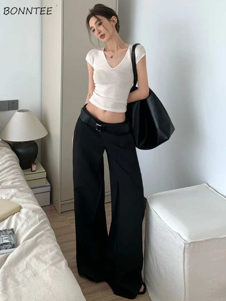 

Pant Sets Women Solid Simple All-match Spring Creativity Slim Fashion Korean Style Vintage Graceful Ladies Tender Personality