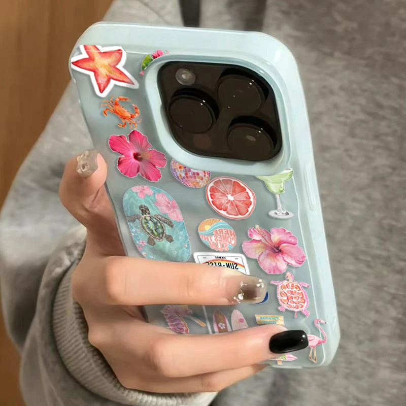 Summer Ocean Floral & Seahorse Print Soft Phone Case Cover