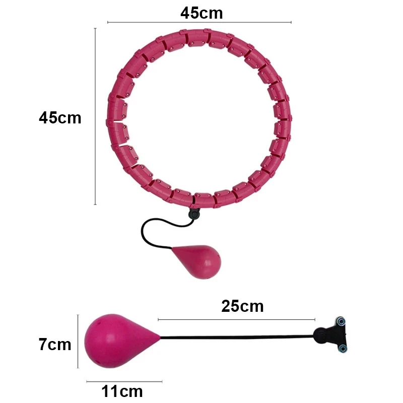 Smart Weighted Sport Hoop Weight Loss Massager Abdomen Thin Waist Fitness Ring with 24 Detachable Knots Adjustable Weight Ball