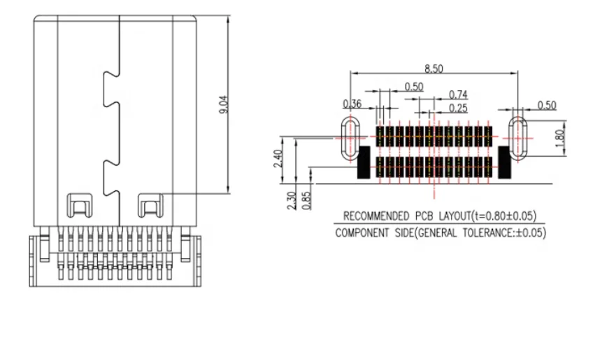 5 stücke usb 3,1 typ c smt 24p usb stecker horizontal mid mount männlich durch platine für ladegerät pcb mount löt adapter diy – Detail 2
