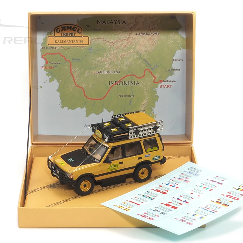 Фото Почти Настоящая модель автомобиля AR 1:43 Land Rover Discovery, оригинальная 5-дверная версия Camel Cup 1996, модель автомобиля, коллекционный подарок из сплава №5