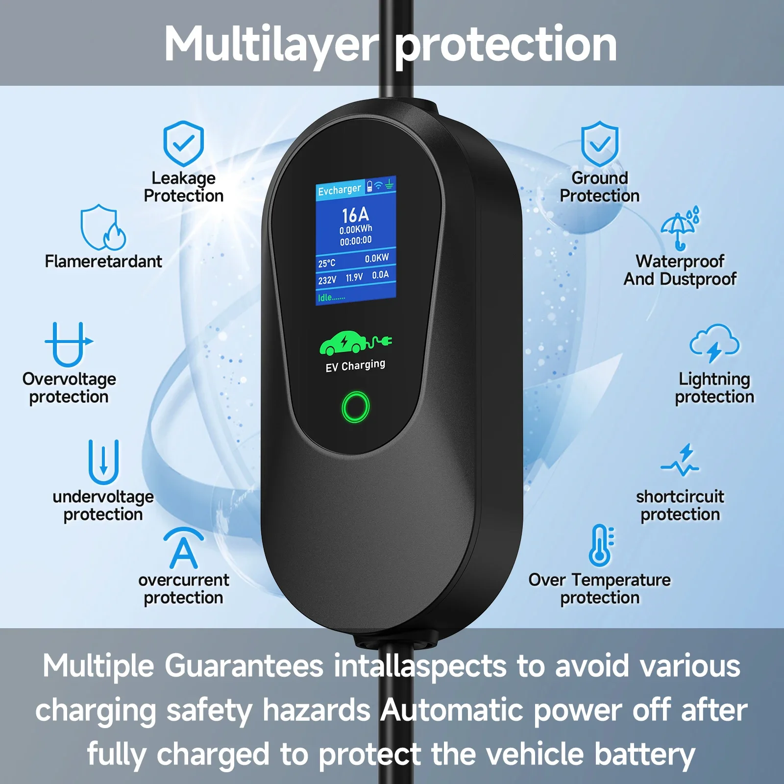 WiFi Electric Car Charger Puppyfc Type1 3.6KW 16A 1Phase Type2/GBT Plug Portable EV Charger Fast Charging Wallbox with Cable ev charger
