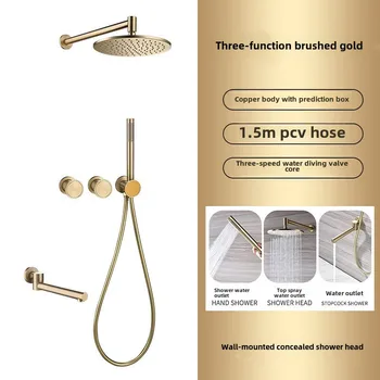 หรูหราสีดําทองแดงเต็มรูปแบบปกปิดระบบฝักบัวฝังโรงแรมวิศวกรรมห้องน้ําชุดฝักบัวฝังไว้ล่วงหน้า 9