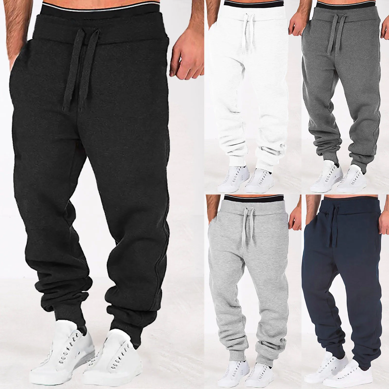 

Mens Autumn And Winter High Street Fashion Leisure Loose Sports Running Solid Harem Pants Sweatpants Sportswear male Clothing