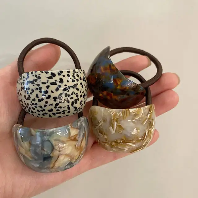 Korean Acetate Oval Circle Hair Ropes For Women Vintage Elastic Ponytail Holder Hair Bands Scrunchies Hair Accessories Headwear 2