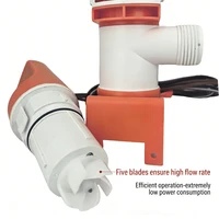 ปั๊มน้ำอเนกประสงค์สำหรับเรือยอชท์ แบบแคบ แนวนอน ปั๊มน้ำท้องเรืออัตโนมัติ ปั๊มน้ำ ระบายน้ำด้วยเซ็นเซอร์ ใช้ไฟ DC 12V/24V 3