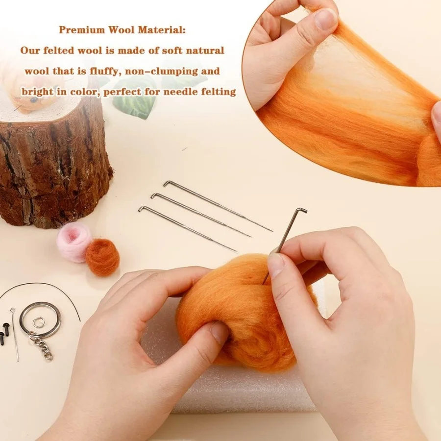 Needle Felting Kit MIUSIE Needle Felting Starter Kit With Wool Keychain