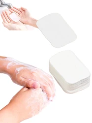 100Pcs Paper Soap Sheets Mini Portable Travel Size Dissolvable Soap Flakes Dry Soap Sheets For Camping Travel Public Restrooms