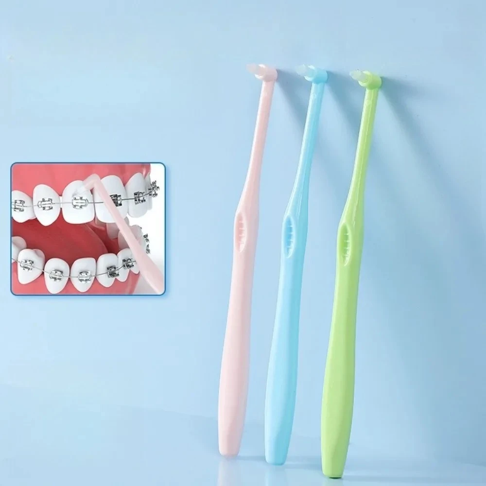 1/2Pc 단일 빔 소프트 치아 청소 칫솔 교정용 치간 브러쉬 부드러운 헤어 임플란트 성인 구강 관리 도구 작은 헤드