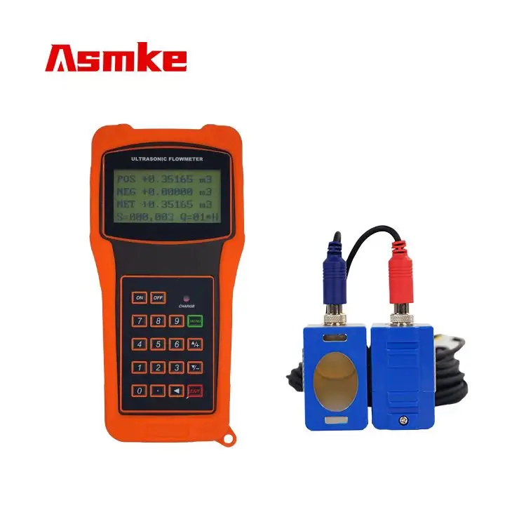 Asmke Portable Handheld Ultrasonic Flow Meter Digital LCD Display Liquid Water Oil Gasoline Fuel Measurement