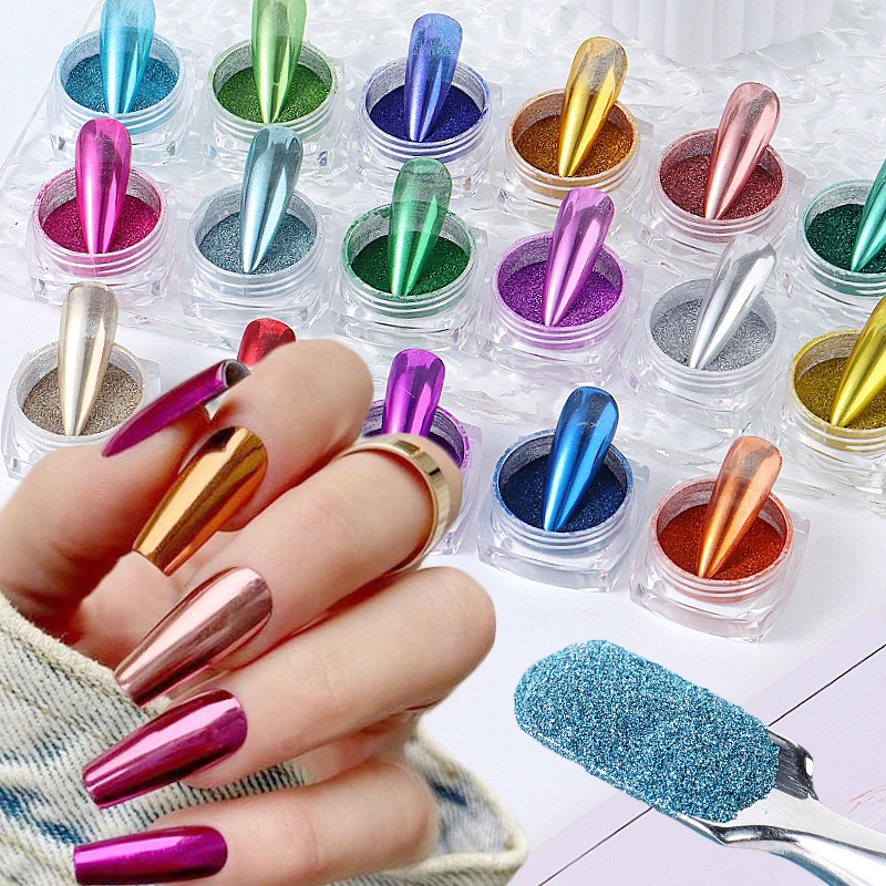 Nail Powder 17 Colors Metallic Chrome Nail Powder Set Y2K Christmas Styles nail powder nail glitter nail decoration nail decorations nail flakes
