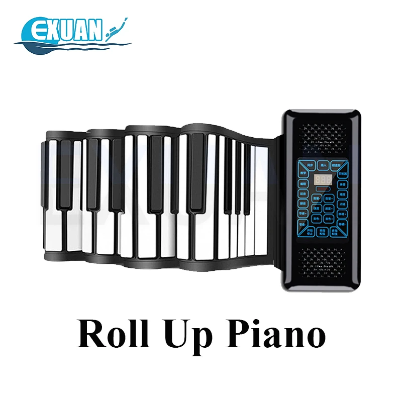 88 Keys Electronic Piano MIDI &USB Charge Portable ABS Soft Silicone Flexible Keyboard Digital Roll Up Piano With Horn And Pedal