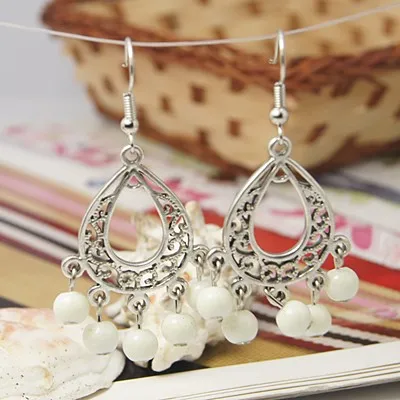 Kissitty 30 Pairs Mixed Color Antique Dangling Earring For Women Tibetan Style Chandelier Earrings Jewelry Findings Gift