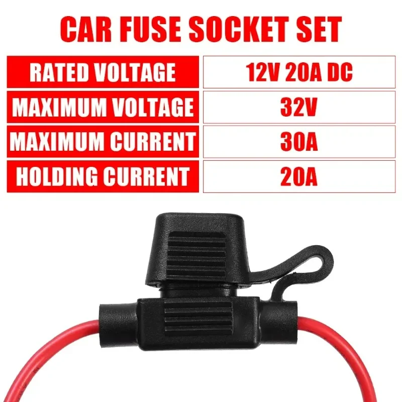 Car Mini Waterproof Fuse Box Blade Type in Line Fuse Holder Power Socket 14AWG for 2V 30A Car Motorcycles Car Fuse Box