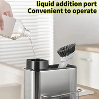 3-in-1 สแตนเลสสตีลเครื่องจ่ายสบู่ฟองน้ําผู้ถือช้อนส้อมจัดเก็บอ่างล้างจานถาดกันสนิม Drainer Rack 3